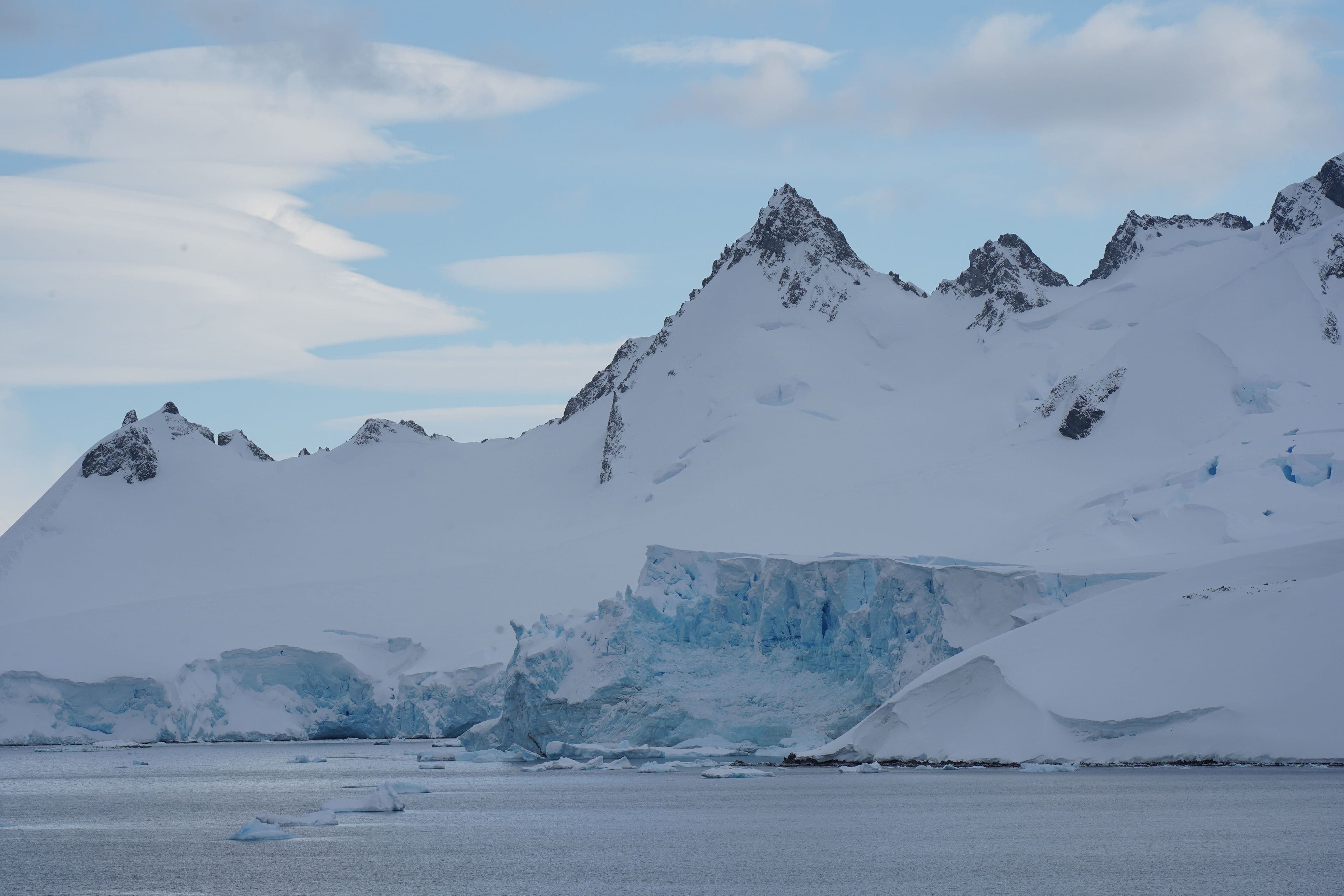 Snow peaks and a glacier, Antarctica