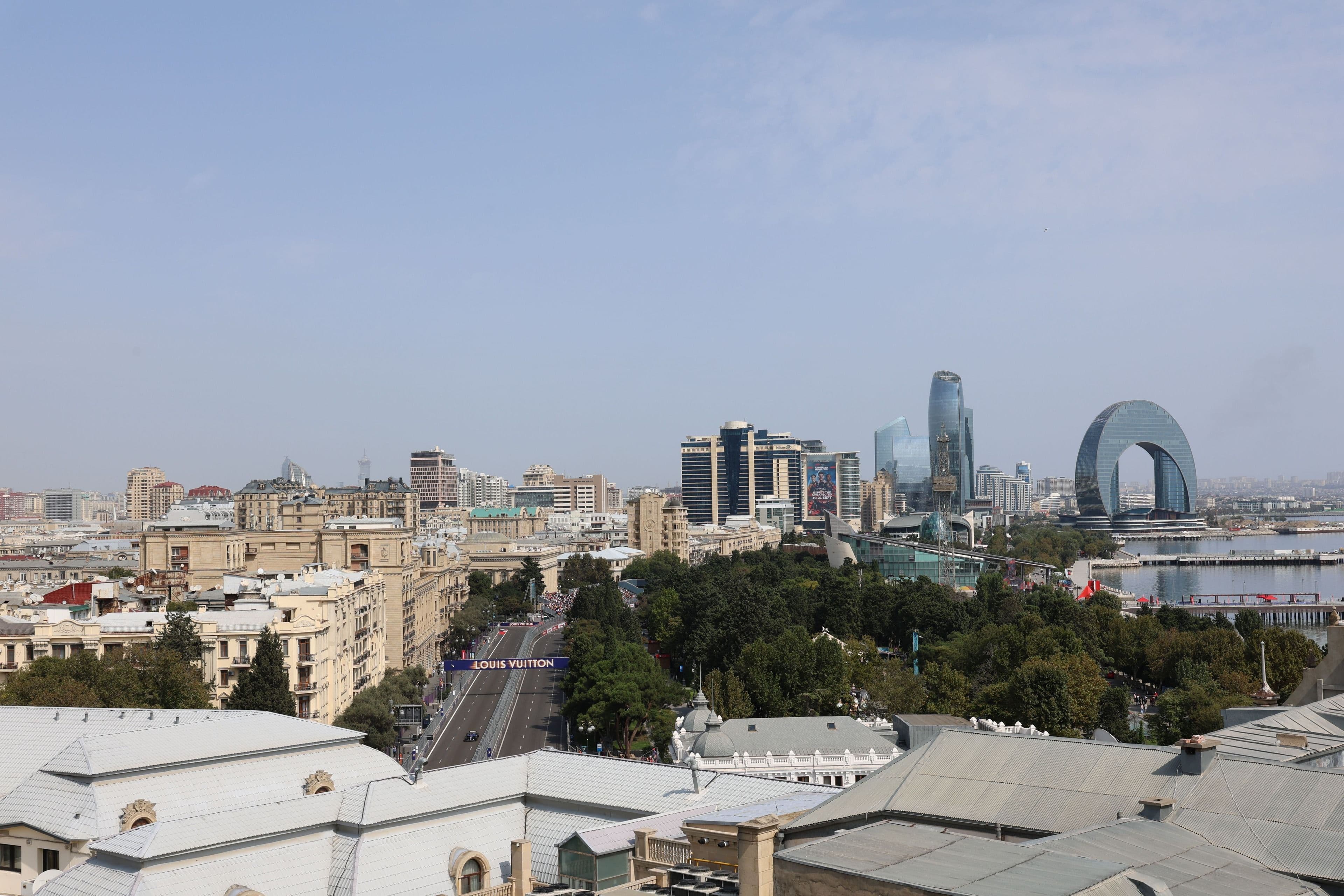 The Baku cityscape with the Flame Towers
