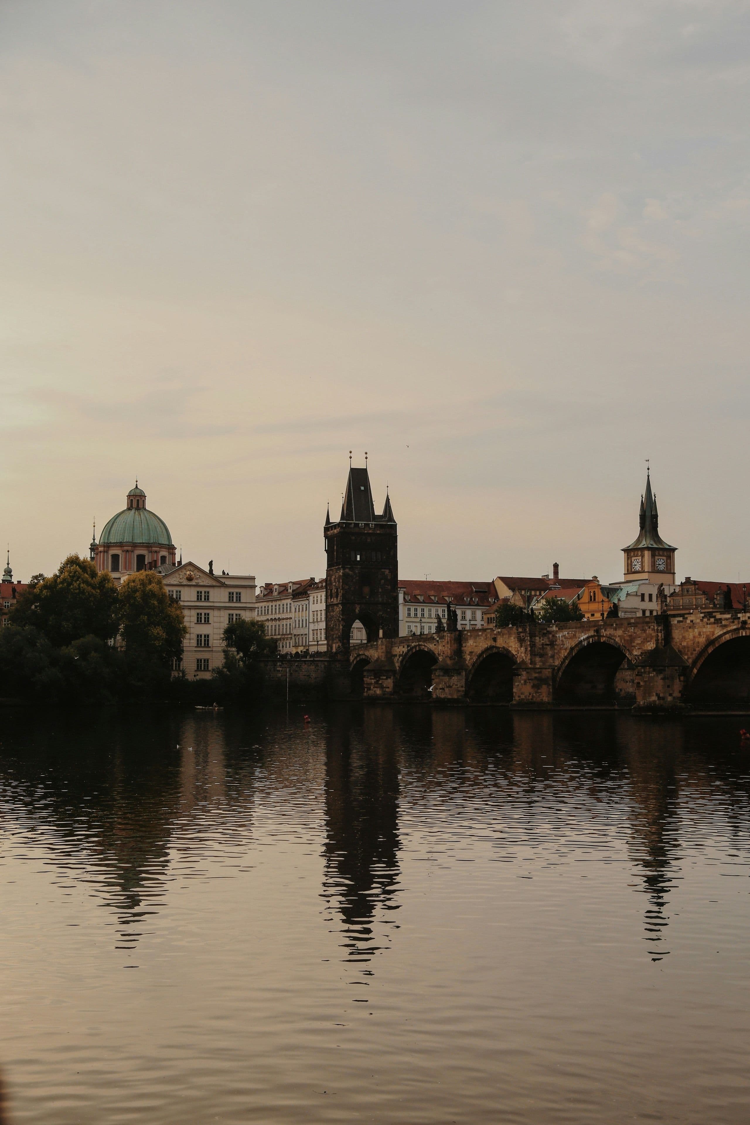 Charles Bridge and its towers at dawn, Prague