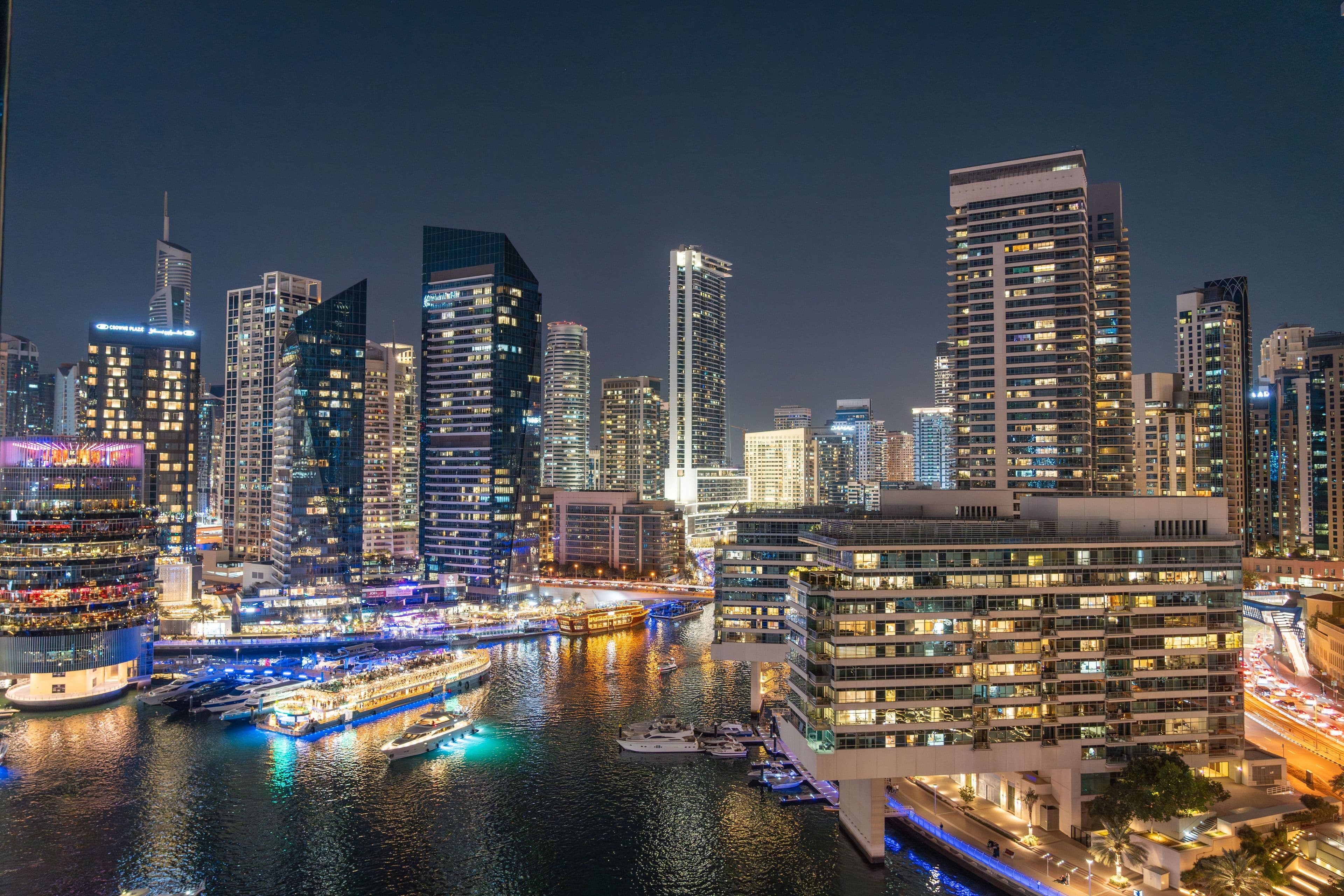 The Dubai skyline at night