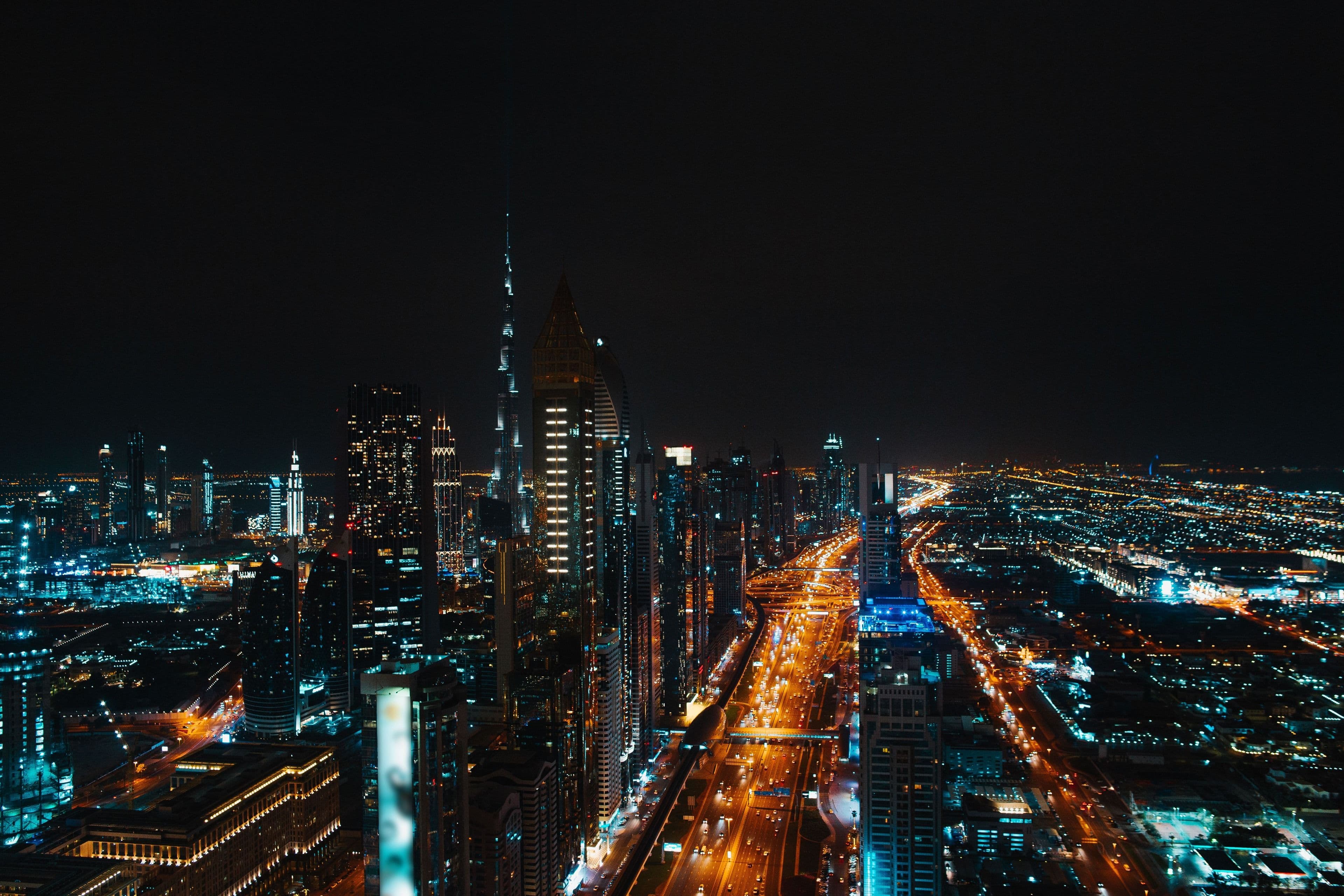 The Dubai skyline at night