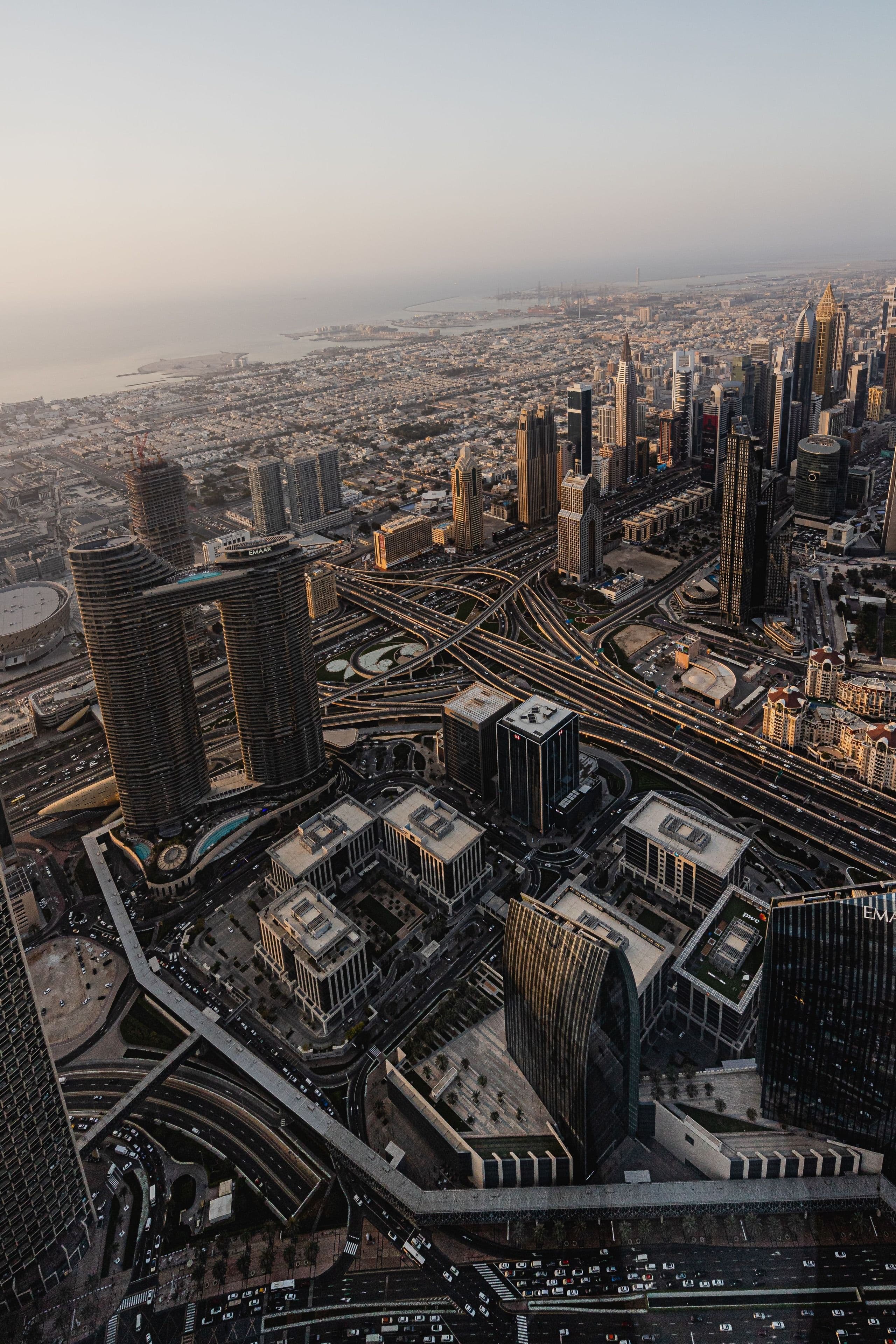 Aerial view of the Dubai cityscape