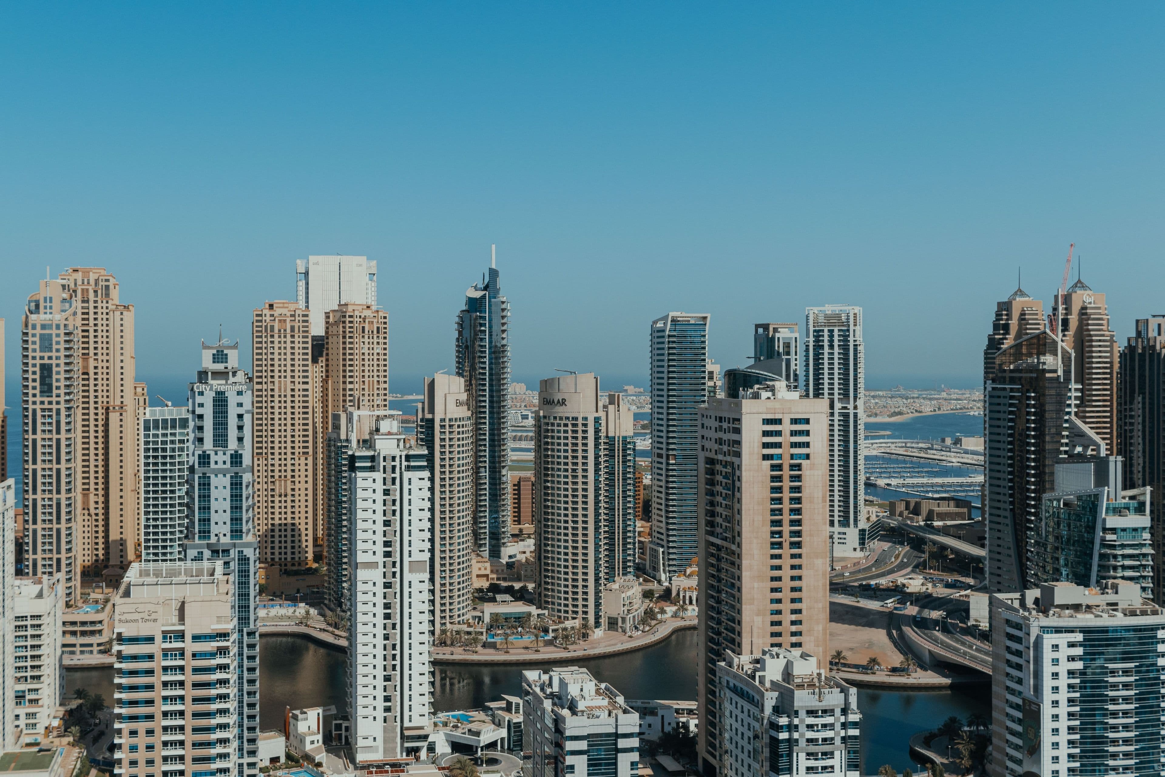 Dubai waterfront skyline panorama