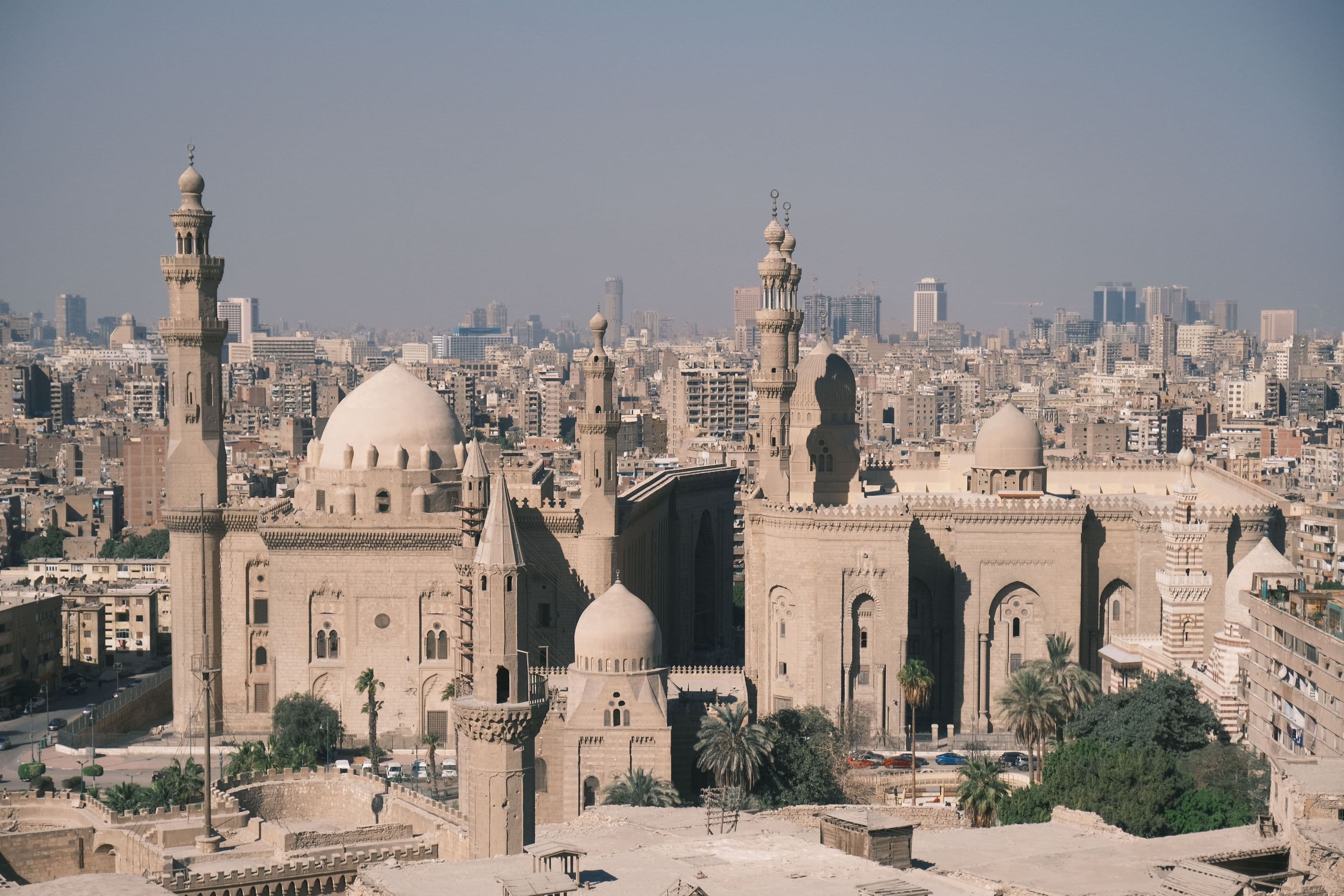 Historic mosques and the Cairo skyline