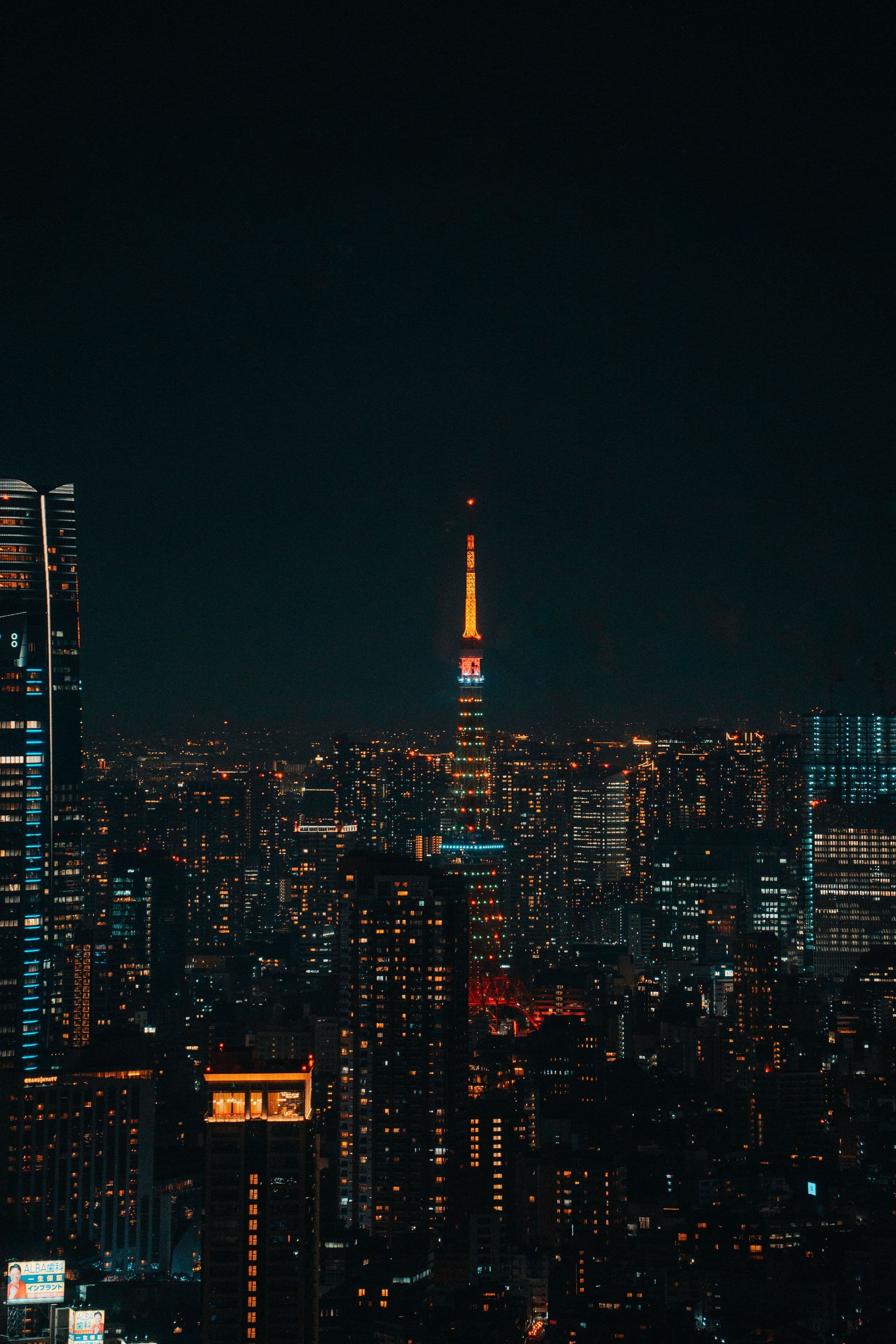 Tokyo Tower and the city skyline at night