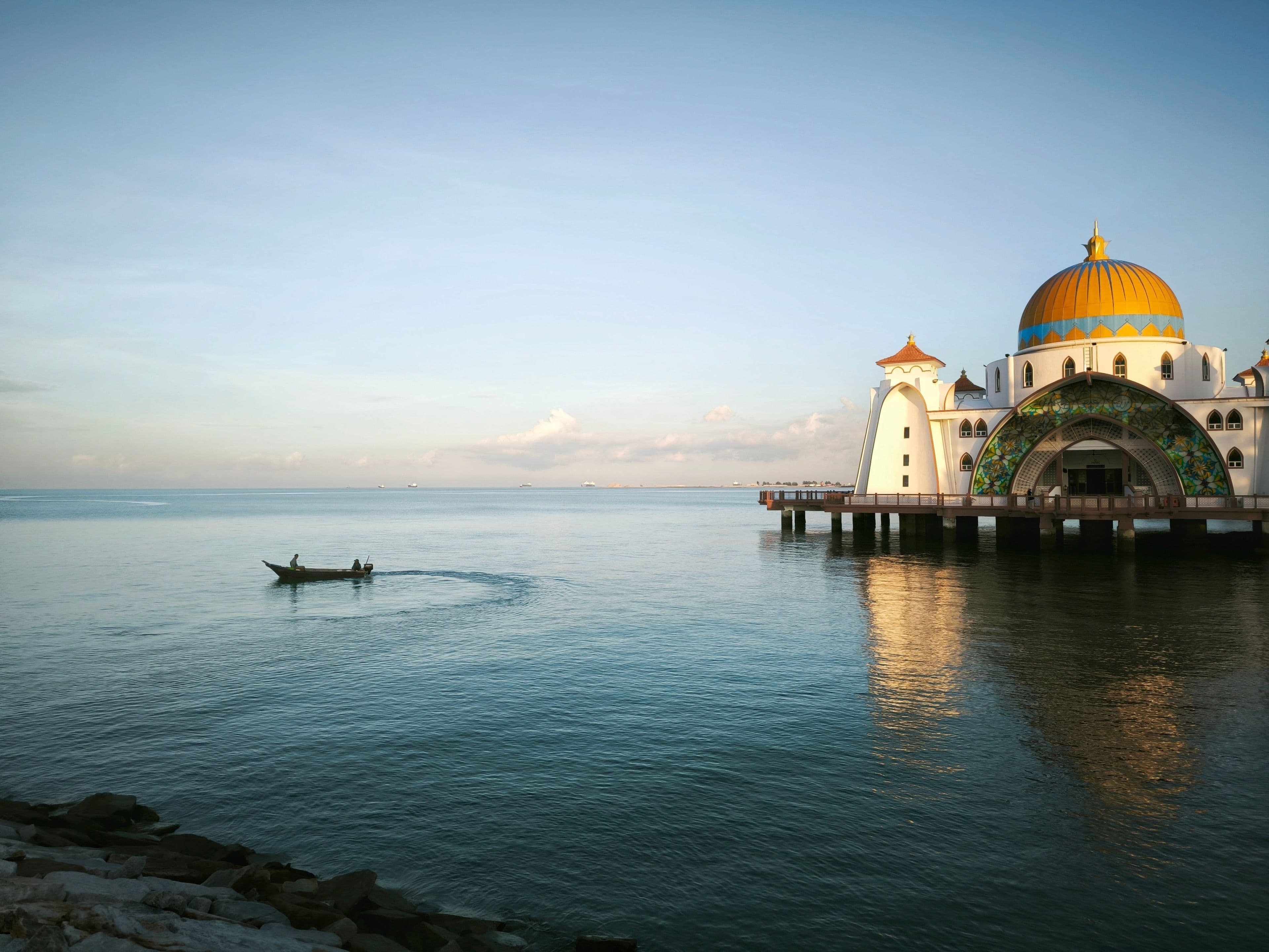 The Malacca Straits Mosque at sunrise