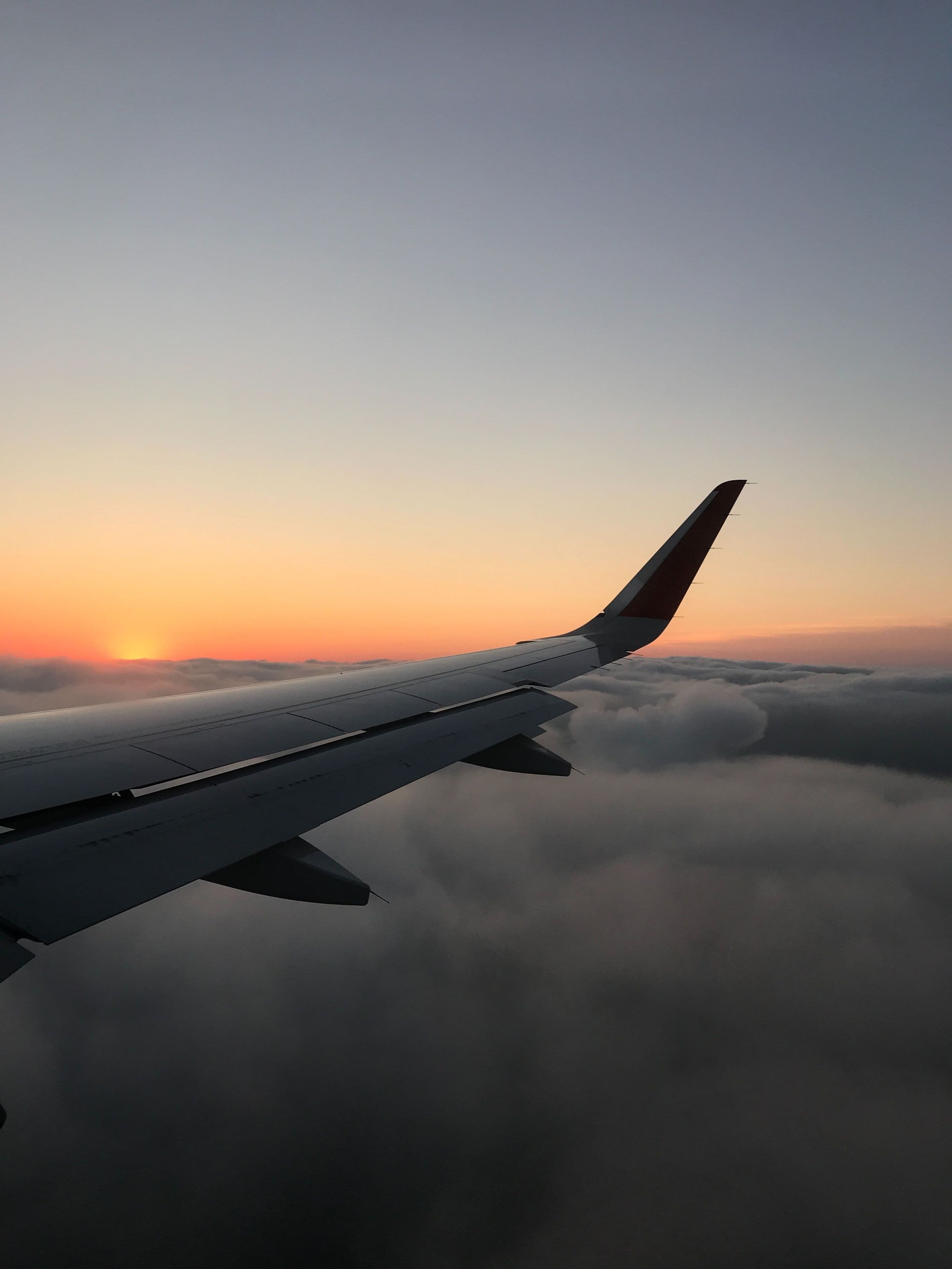 The flight home over the clouds