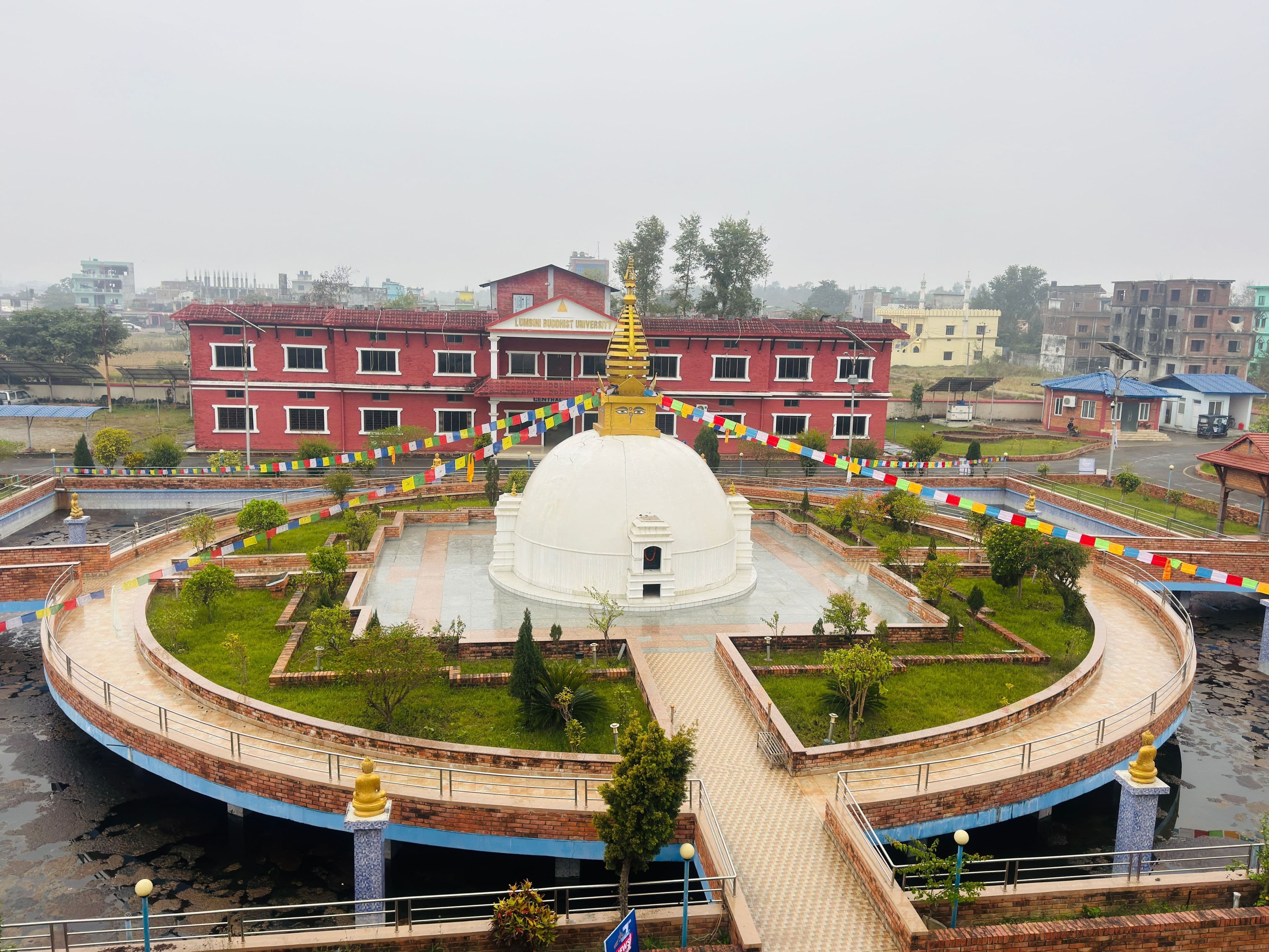 A stupa with prayer flags, Nepal