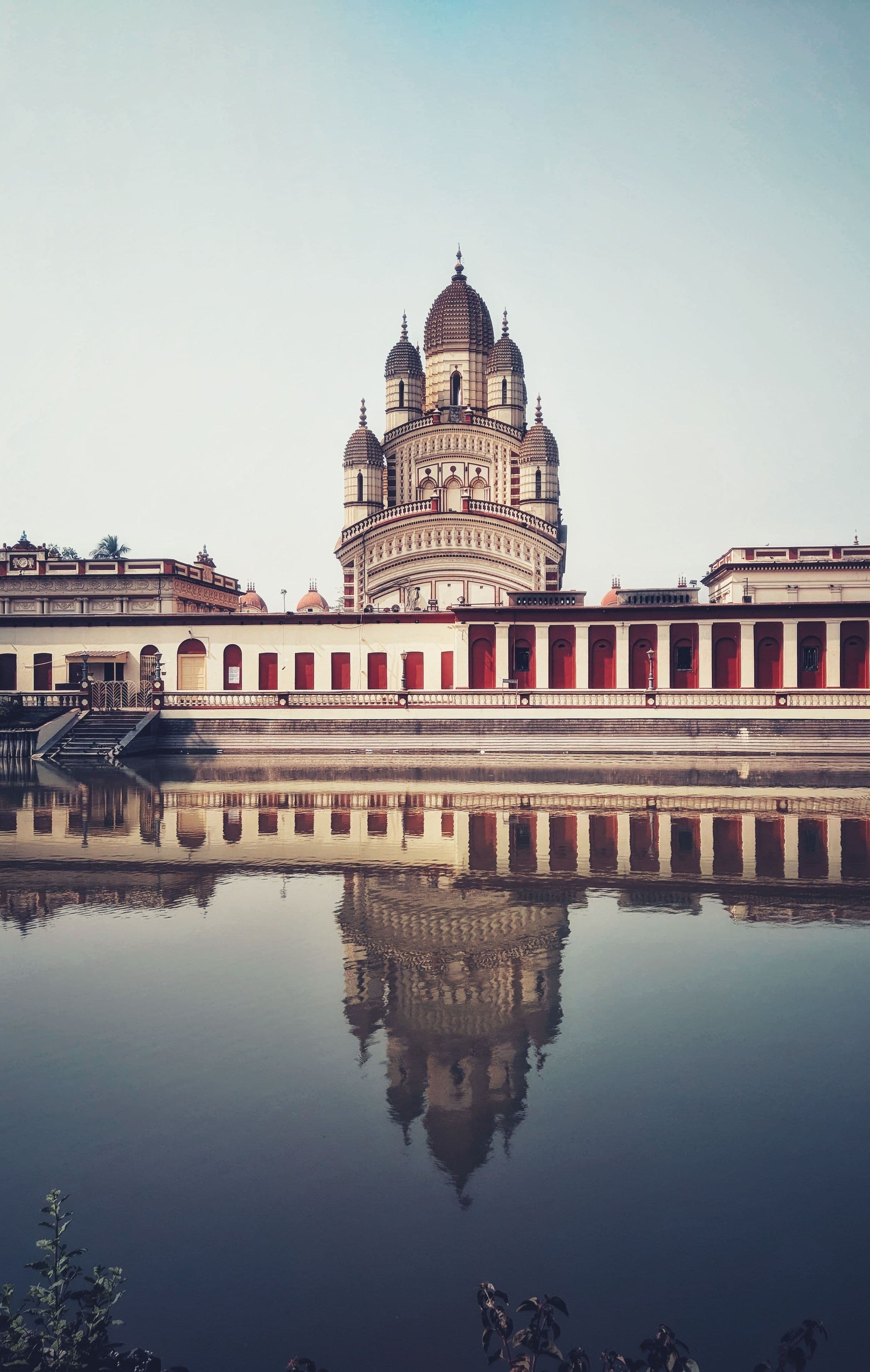 The Dakshineswar Kali Temple reflected in the river, Kolkata