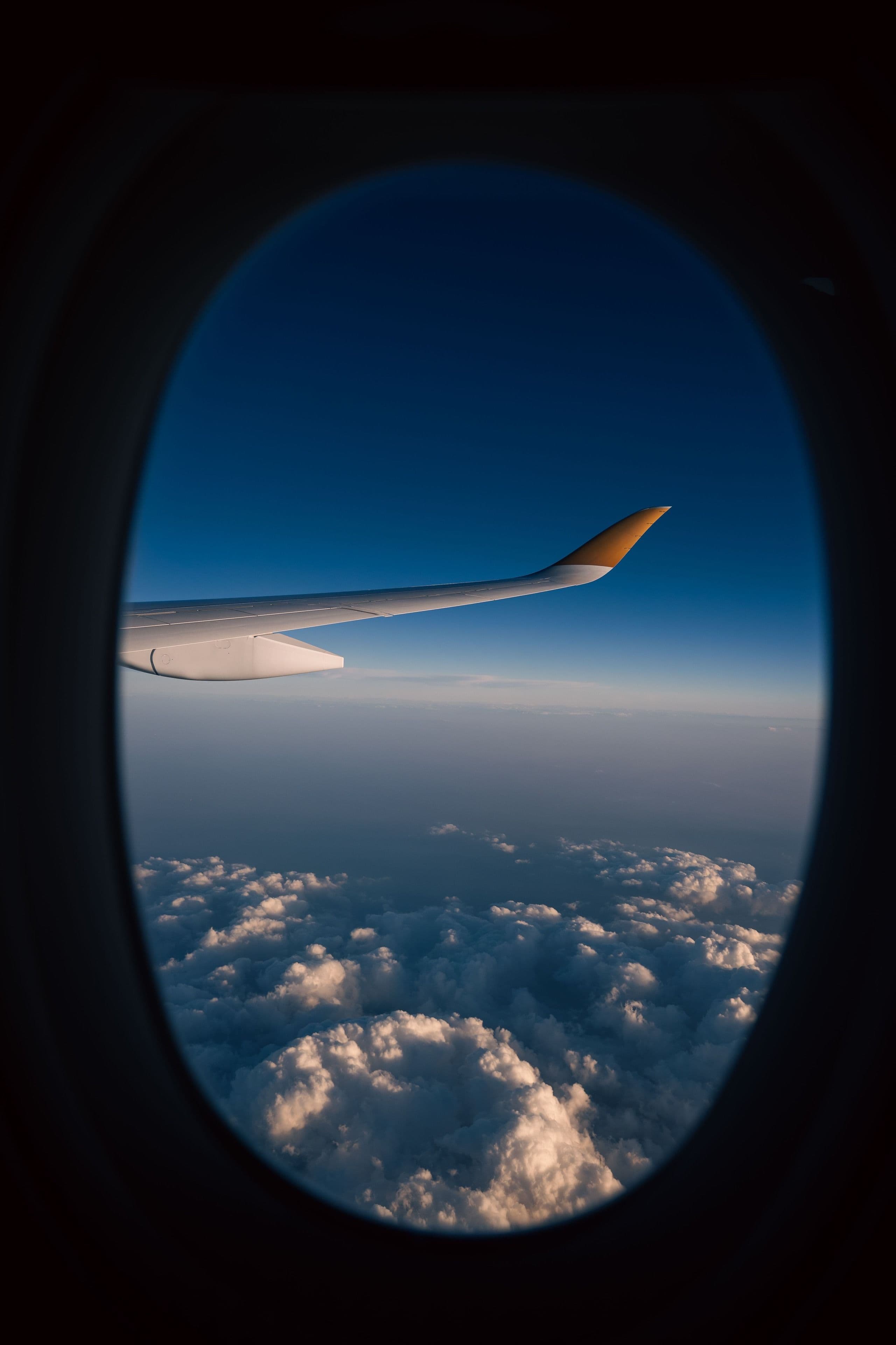 The flight home over the clouds