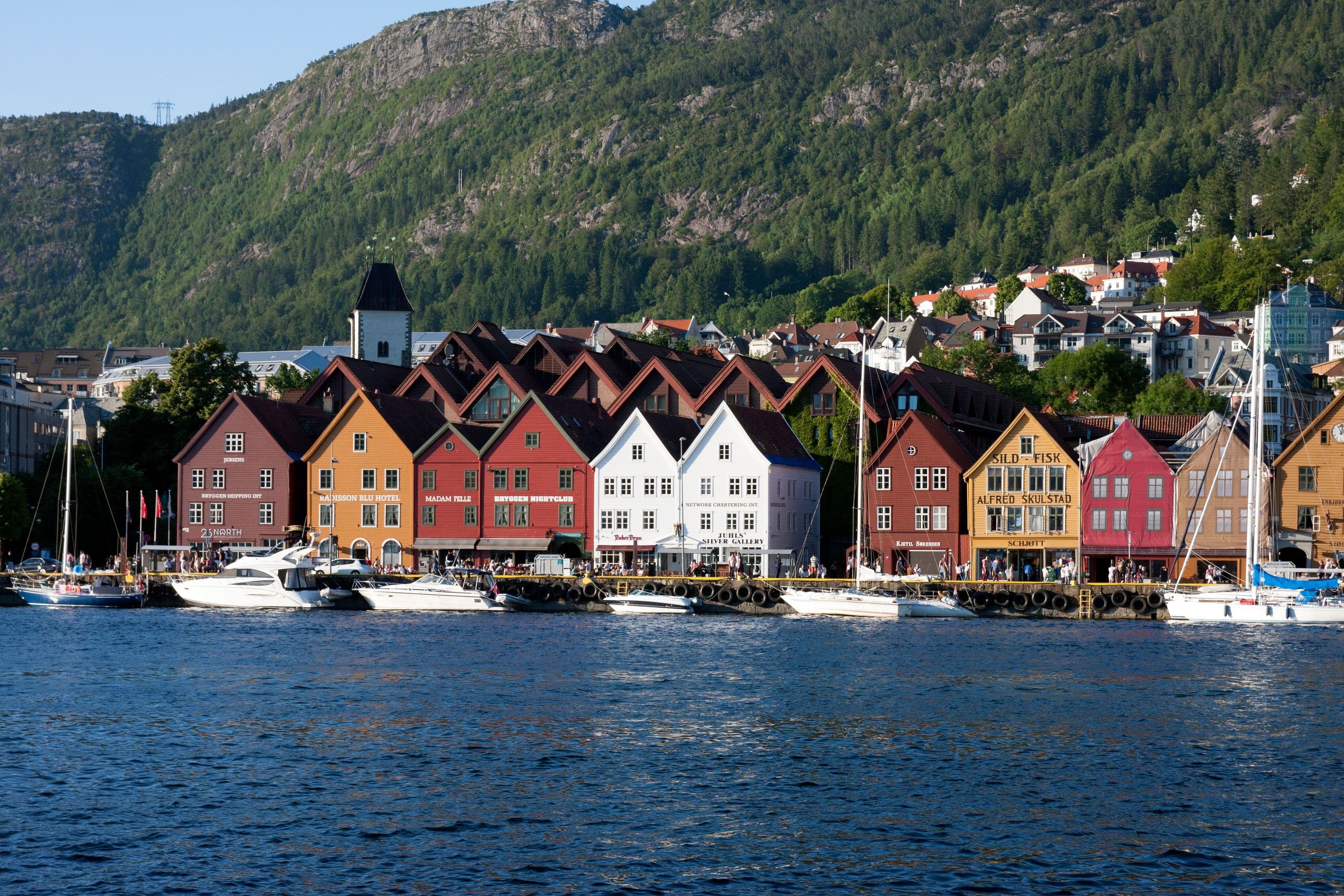 Bergen waterfront and mountains, Norway