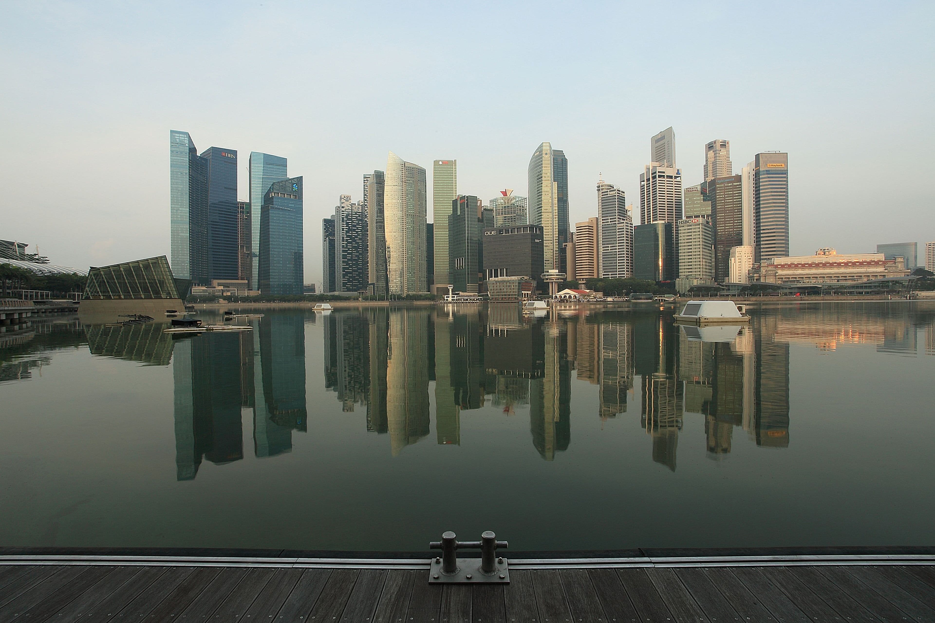 The Singapore skyline over Marina Bay