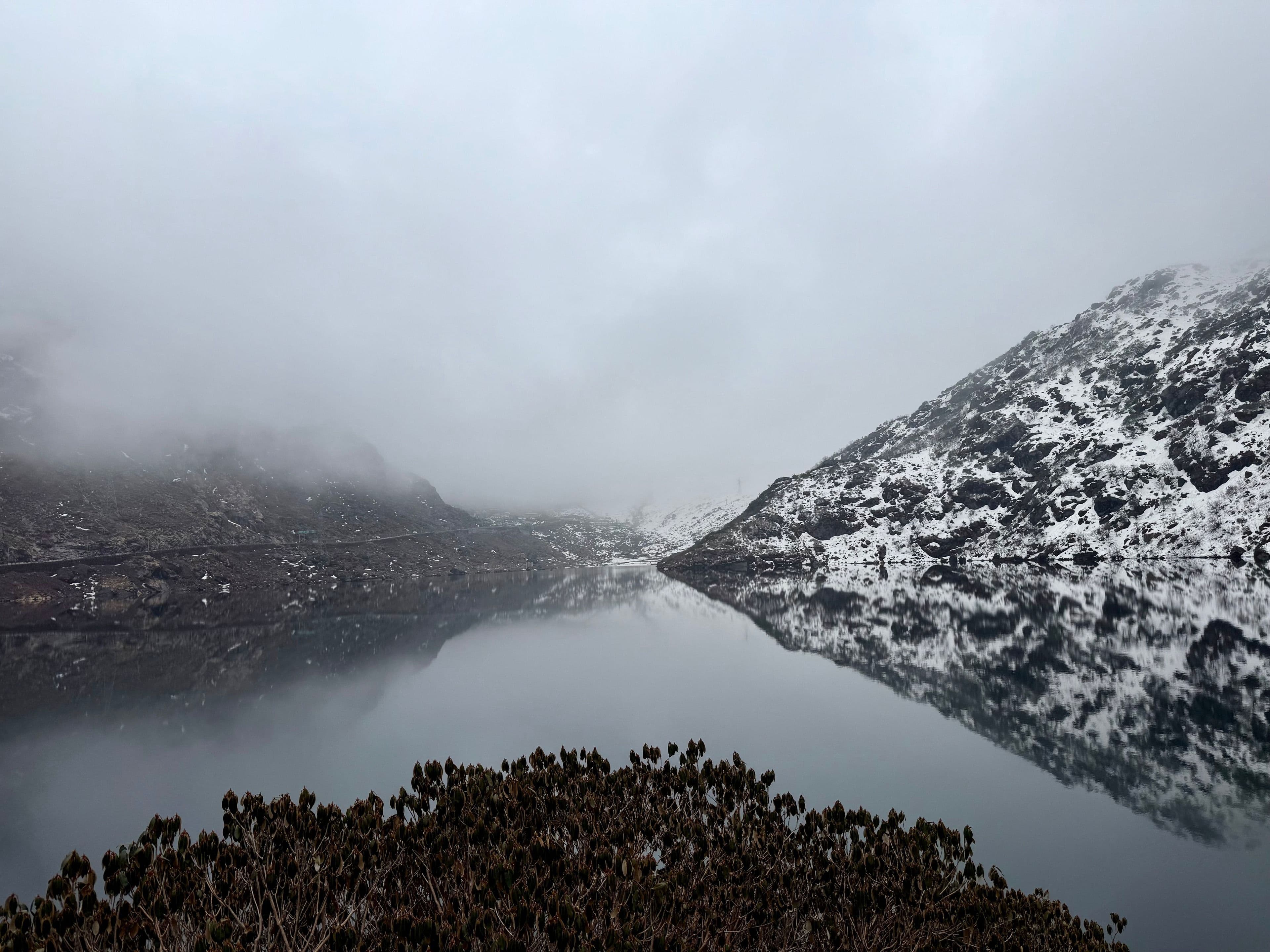 Tsomgo (Changu) Lake with snow peaks, Sikkim