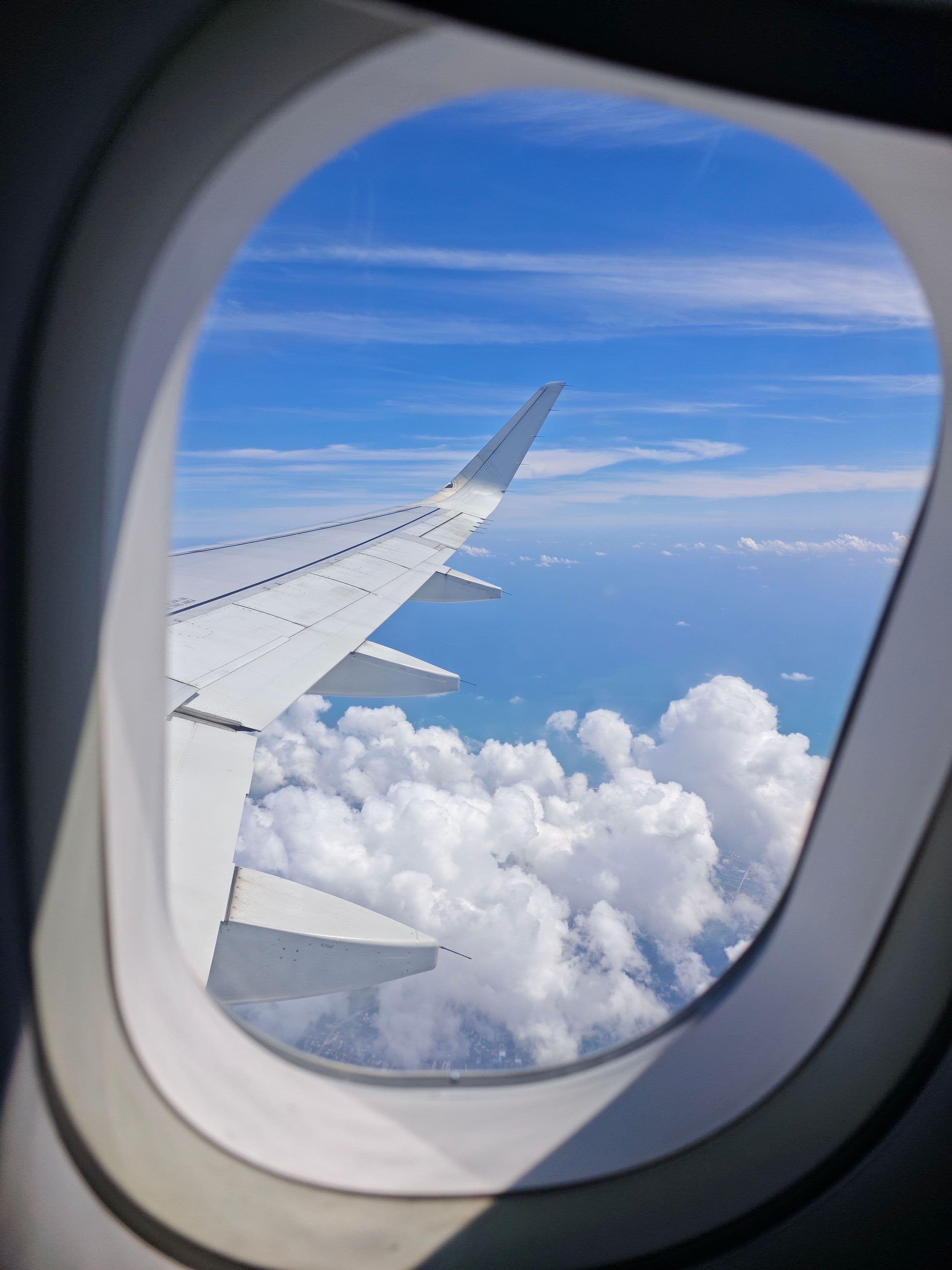 The flight home over the clouds