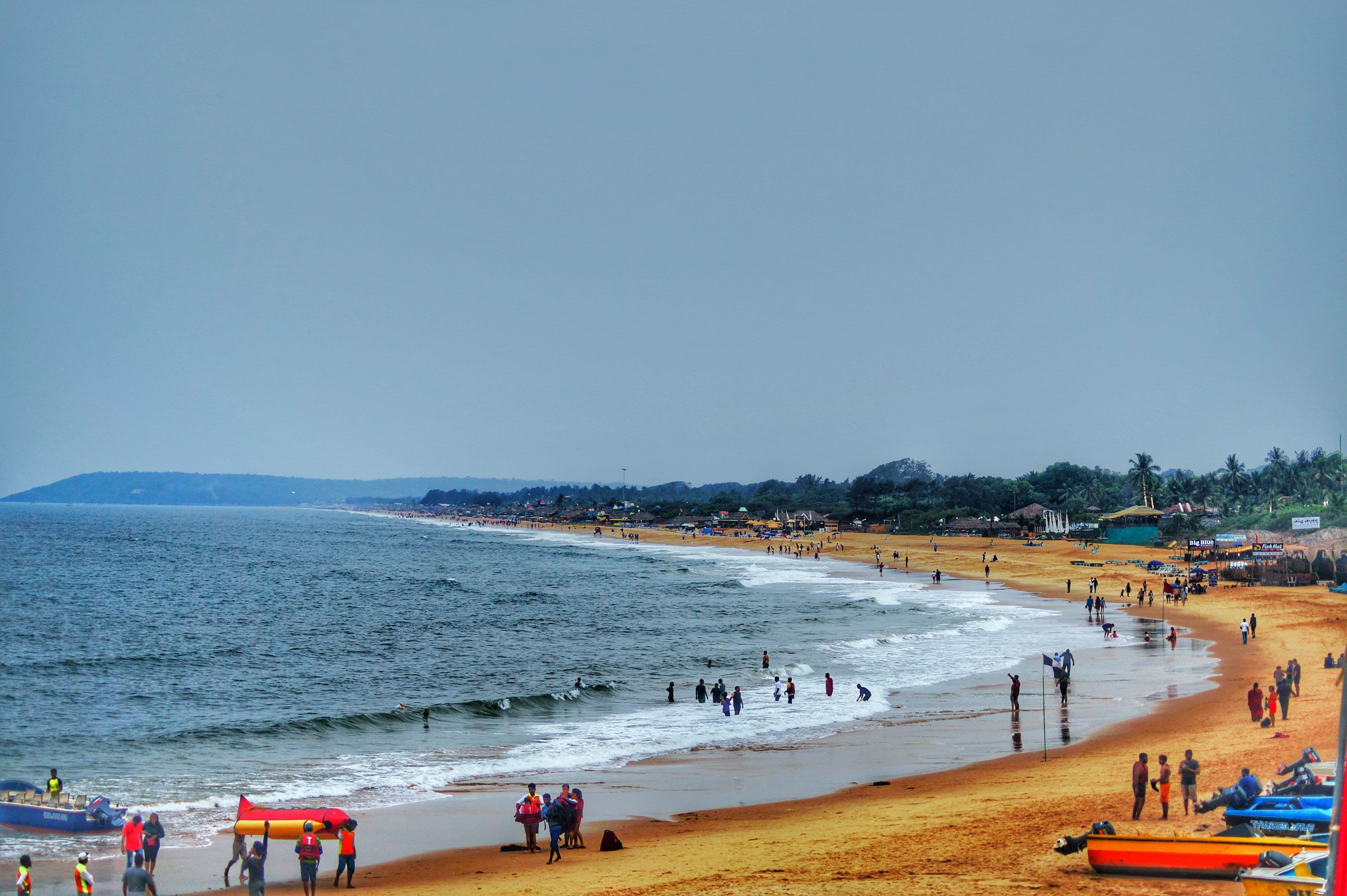 A Goa beach with fishing boats