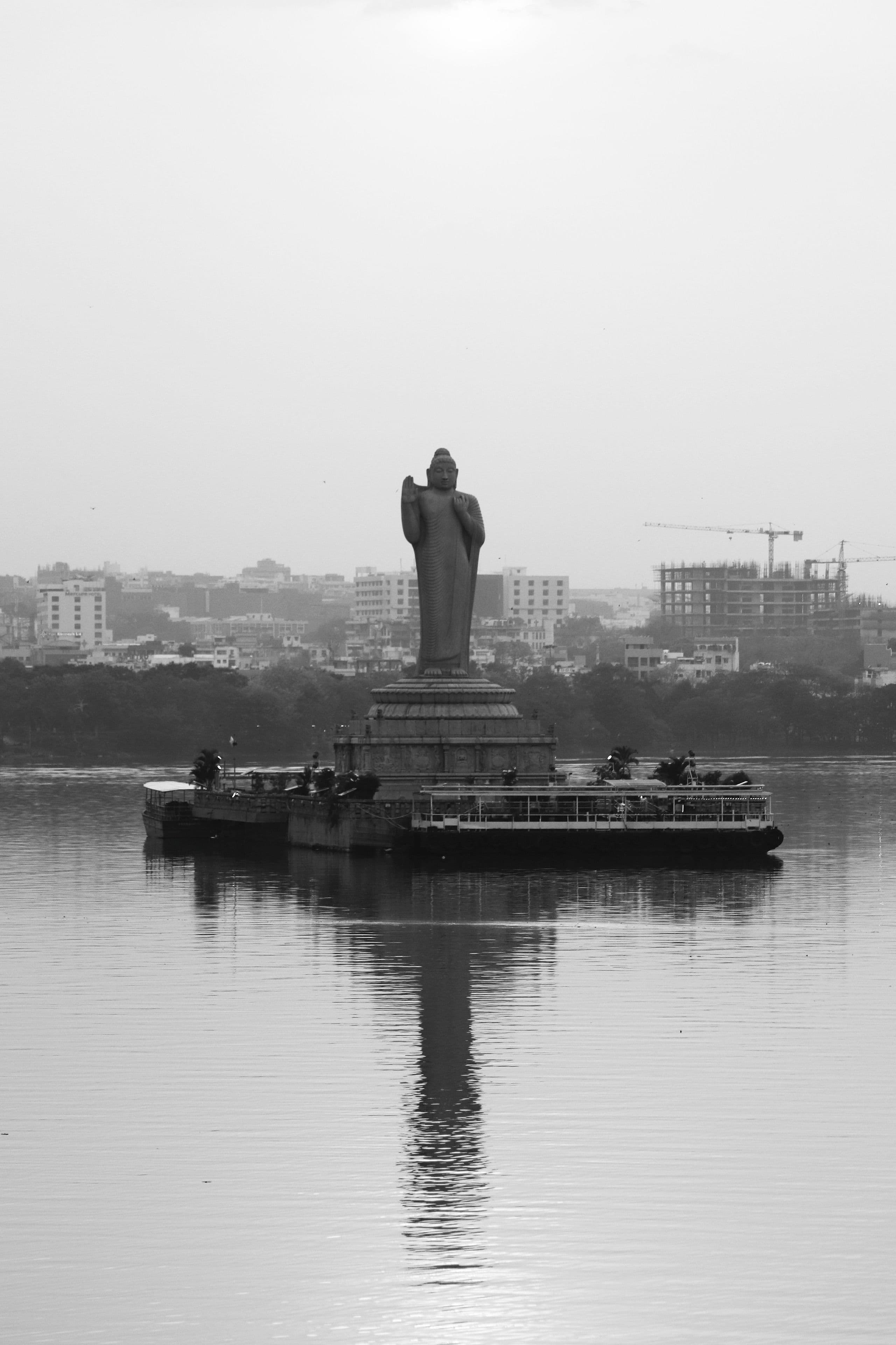 The Buddha statue on Hussain Sagar Lake