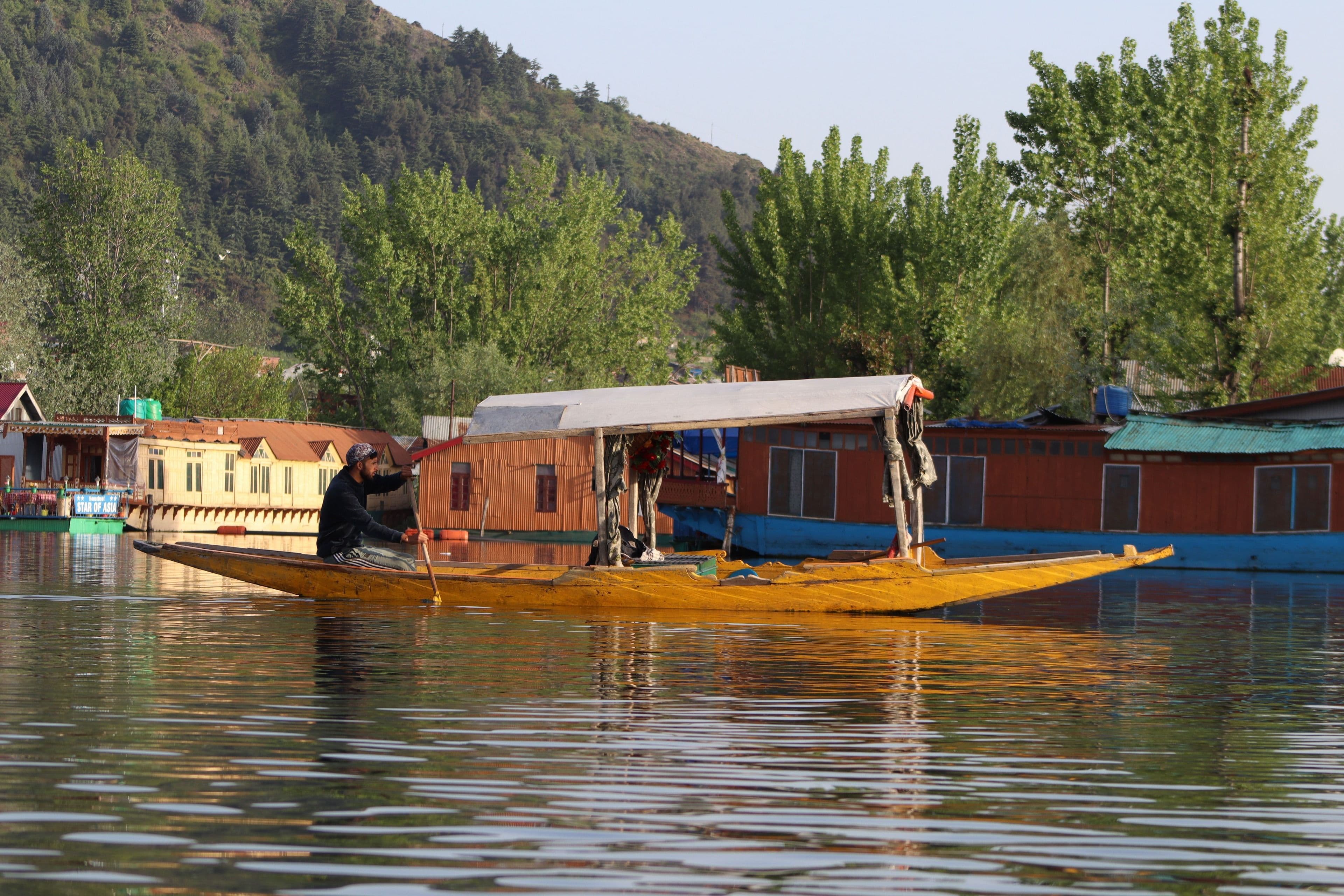 Houseboats and shikaras on Dal Lake