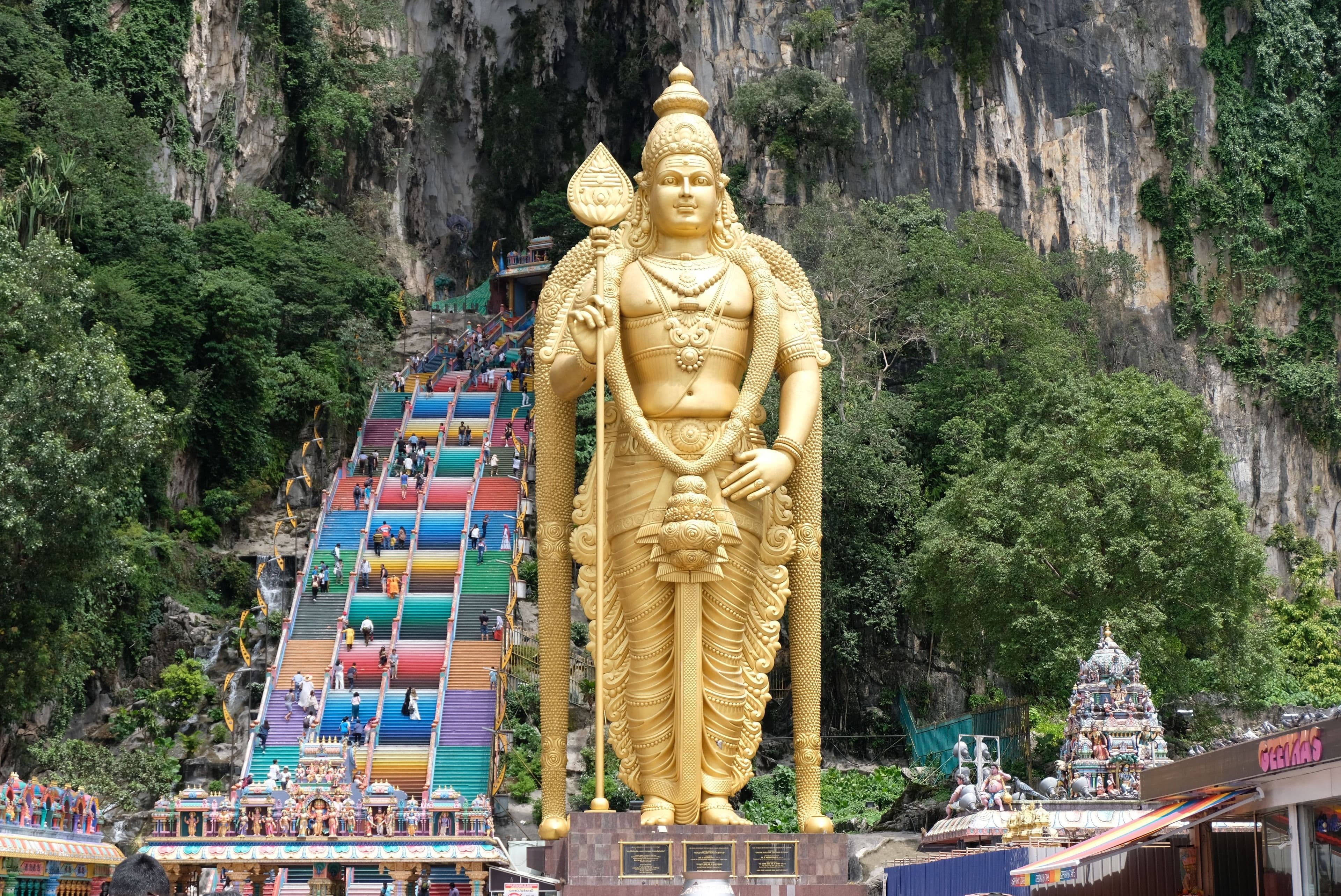 The golden Murugan statue at Batu Caves