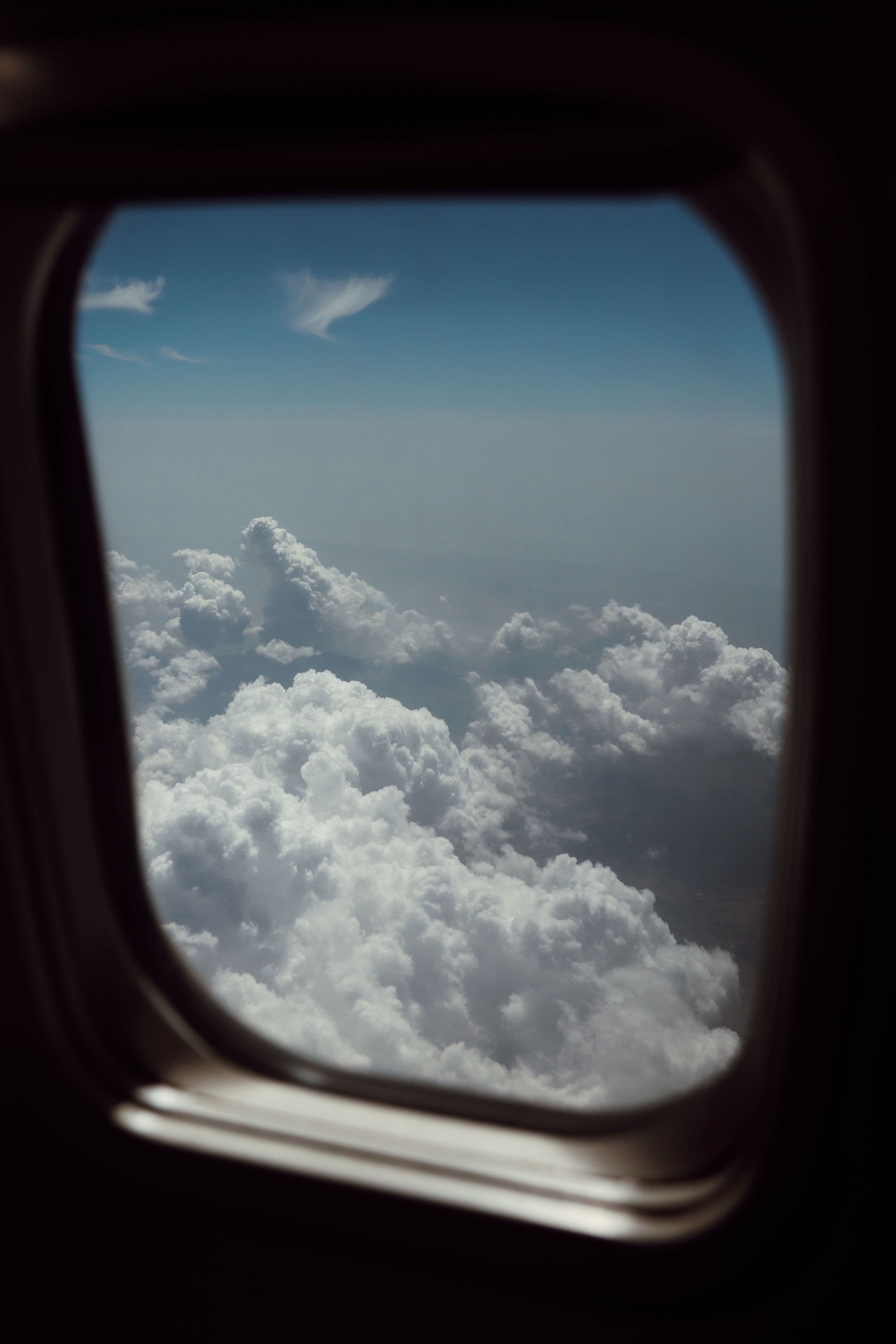 The flight home over the clouds