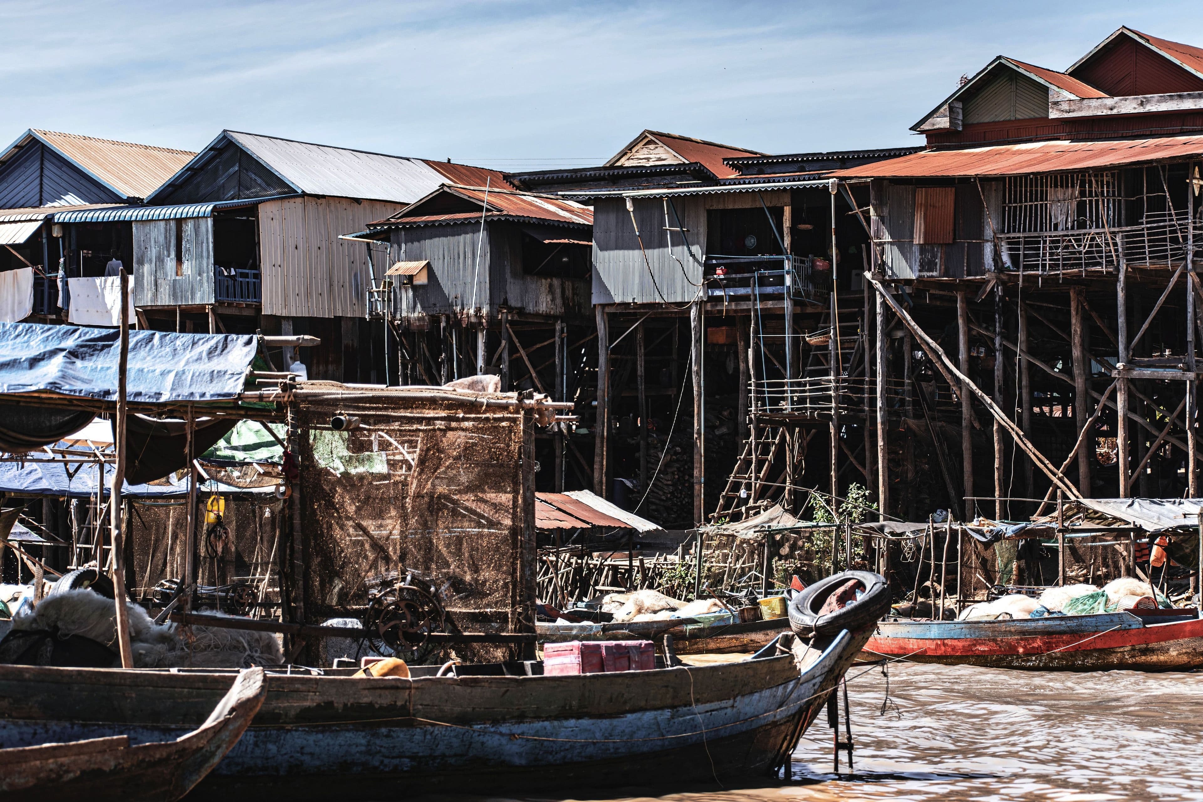 Stilt houses of a Tonle Sap floating village